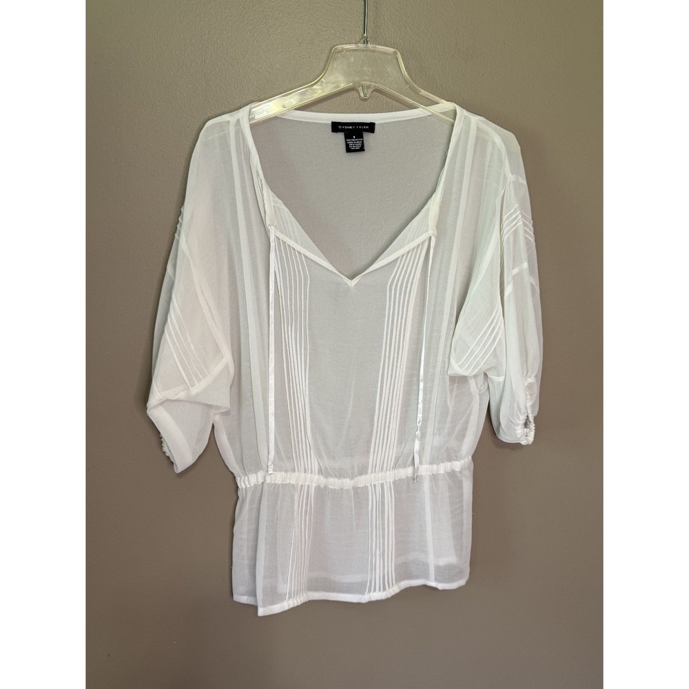Women's Sydney Tyler White Sheer Blouse Size 8